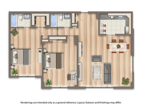 clarence house 2 bedroom apartment floor plan rendering